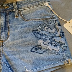High Rise Embroidered Shortie Shorts sz O New